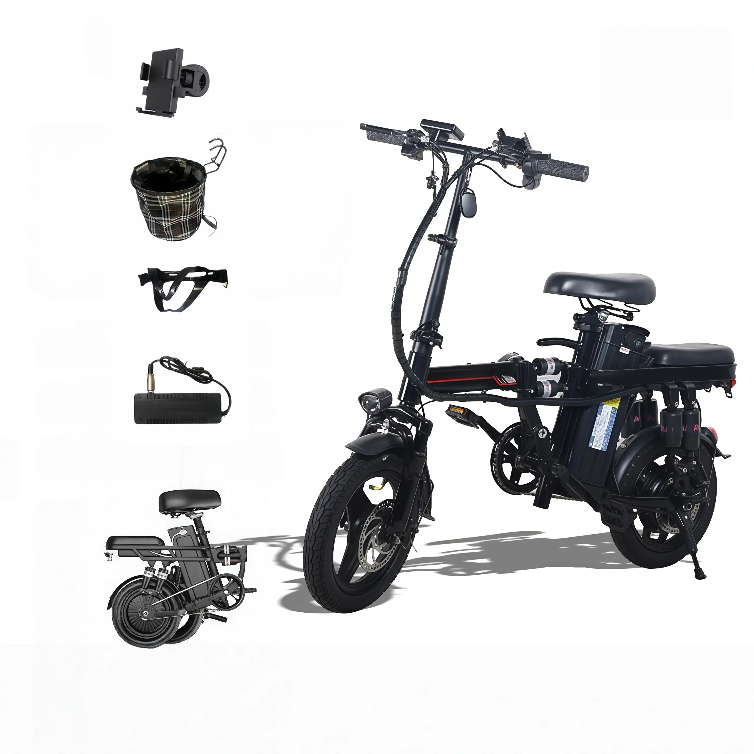 Electric Folding E-Bike - 500W Motor, 48V 15Ah Battery, 8-Level Adjustable Suspension, 30-Mi Range, Dual Disc Brakes, UL2849 Certified for High-Intensity Outdoor Riding Seat Foldable