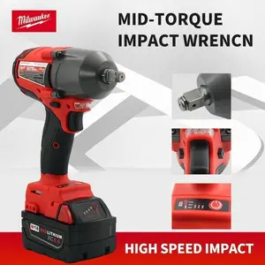 Milwaukee Cordless Electric Wrench 18V Compact Brushless Impact Wrench 800N.M 12.0Ah Battery Set