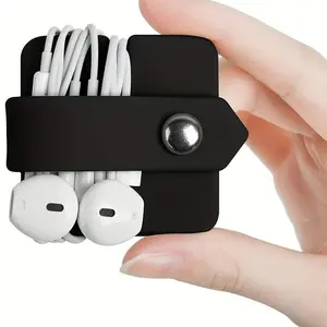 2pcs Silicone Headphone Winder Wire Cable Silicone Wire Organizer Data Cable Cord Organizer Earbuds Holder Earphone Wrap Earphones Organizer Headset Headphone Winder Cord Manager Cable Winder Desk Cable Organizer