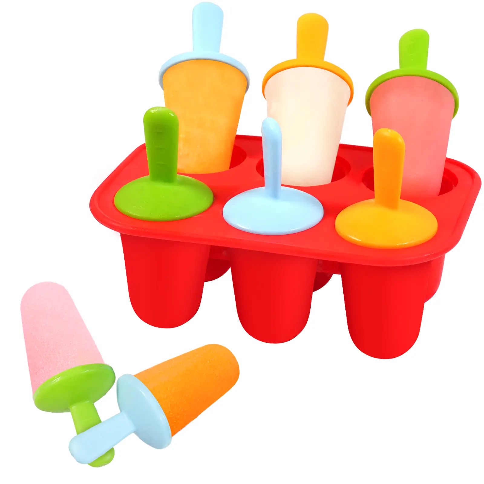 Summervibes WIBIMEN Silicone Popsicle Molds for Kids | 6-Cavity Set, BPA-Free | Includes 6 Reusable Colored Sticks | Fun & Easy Ice Pops
