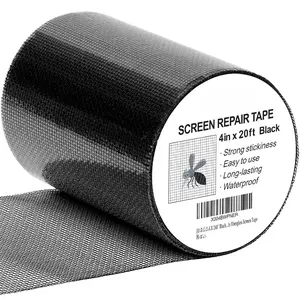 Black Window Screen Repair Tape, 4 in X 20 FT (240IN) Kit for Windows or Doors,  Adhesive Patch Fiberglass Mesh Repair