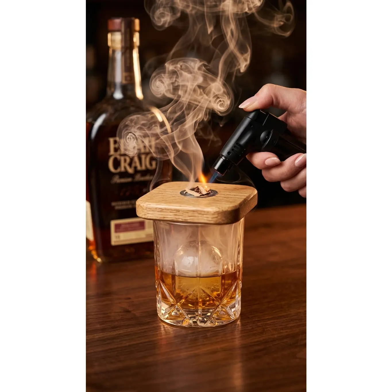 Handmade Oak Whiskey Smoker | Cocktail Smoker for Home Bar