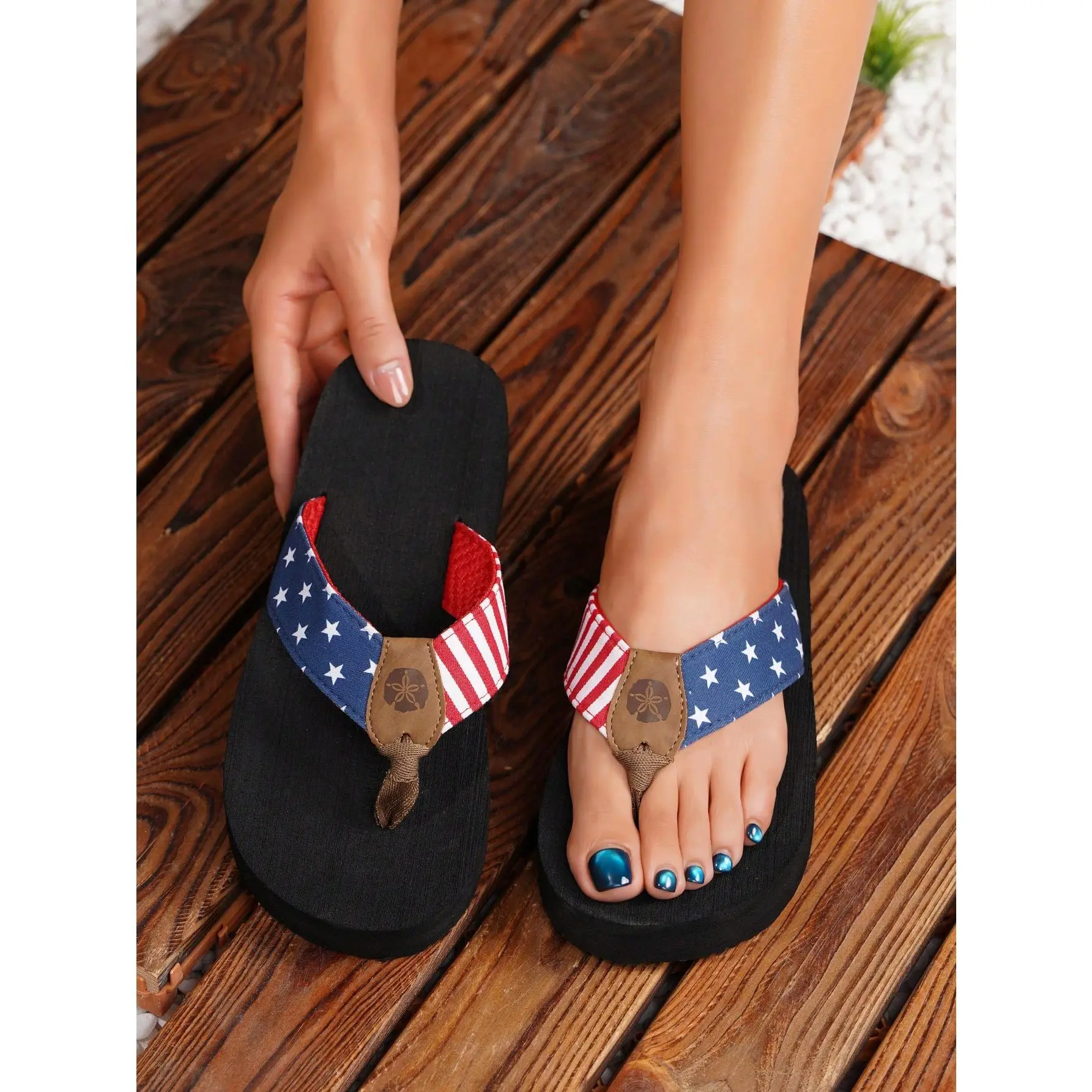 DealsForYouDays Fashionable Women's Flip Flops, American Flag Style Ladies Slippers, Casual Comfortable Holiday Sandals, Elegant Thong Sandals For Women