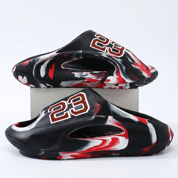 Men's Casual EVA Slip-On Slide Slippers - Ethylene Vinyl Acetate, Fast-Dry EVA, 23-Letter Prints, Lightweight, Cushioned, Non-Slip Ankle, Flexible, Breathable, Everyday Wear, Toddler Footwear, Suitable for Daycare, Backyard Use