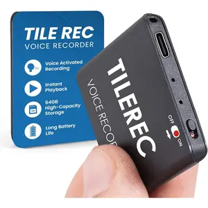 TileRec 2.0 Slim Voice-Activated Dictaphone - 64GB Professional Audio Recorder, Metal Case, USB-C - Portable  Memo Device for Meetings & Lectures