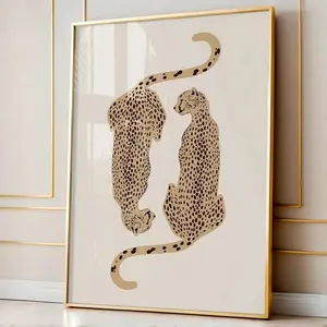 1PC Unframed Cheetah Art Poster Vintage Leopard Animal Aesthetic Funky Painting Canvas Print Maximalist Wall Picture For Dorm,Apartment,Bedroom,Living Room,Modern Home Decoration