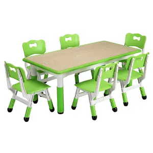 Table and 6 Children's Chairs Set – Adjustable Height, Non-Slip Desk with Paintable Surface – Multifunctional for Activities, Art, Crafts, Reading & Snacks – Ideal for Classrooms, Daycares & Home – For Kids Ages 2-10 Dining Furniture