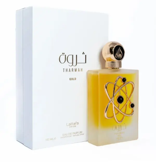 Lattafa Tharwah Gold Eau de Parfum for Women by Lattafa Pride |  Luxury Long-Lasting Fragrance, 100 ml