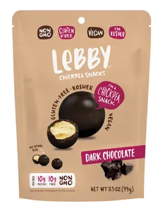 Lebby Snacks, Chocolate Covered Chickpeas, Dark Chocolate, 3.5oz, 6 pack