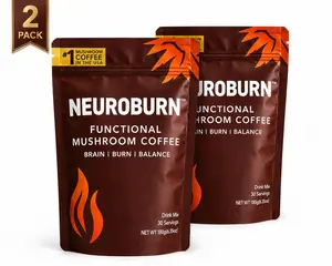 Neuroburn Functional Mushroom Coffee Beverage - Focus, Productivity Espresso Coffee, 2-Pack Value Bundle