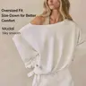 GLOWMODE SoftCalm Modal Soft Edge Off-Shoulder Pullover Single‑Side Bow Drawstring Adjustable Hem Breathable Casual Daily Wear