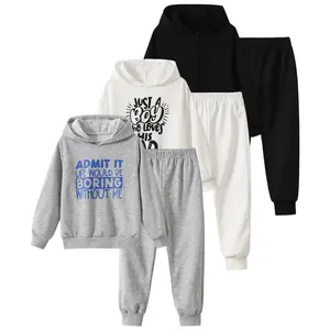 6-piece hooded fashion jacket for boys in autumn and winter elastic waist durable jogging pants 3-12 years old children letter printed long sleeve sweatshirt comfortable skin-friendly jogging pants toddler sports suit