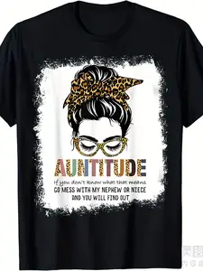 Funny Aunt & Uncle T-Shirt - Don't Mess with My Nephew/Niece Graphic Tee - 220gsm Pure Cotton Retro Shirt for Women & Men - Funny Family Gift for Aunts & Uncles - Casual Round Neck Top