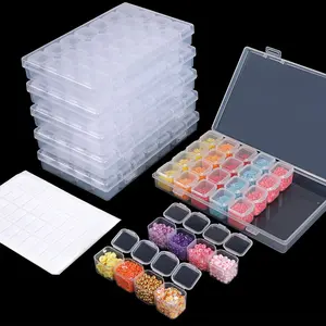 28 Grid Diamond Painting Storage Container, 1 Set Transparent Bead Storage Container, Plastic Bead Storage Container, Jewelry & Beads Storage Box, Diamond Painting Kits Storage Box
