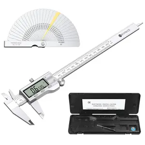 8 inch Caliper and Feeler Gauge Set Stainless LCD Display Caliper Measuring Tool with Fraction/Inch/MM Conversion Used for Inside,Outside Diameter,Depth,Step Measurement