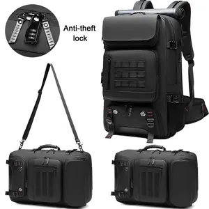 Unisex Anti-Theft Travel Backpack, 5-7 Day Large Capacity with USB Charging Port, Separate Shoe Compartment, Water-Resistant Outdoor Tactical Backpack for Hiking, Commuting