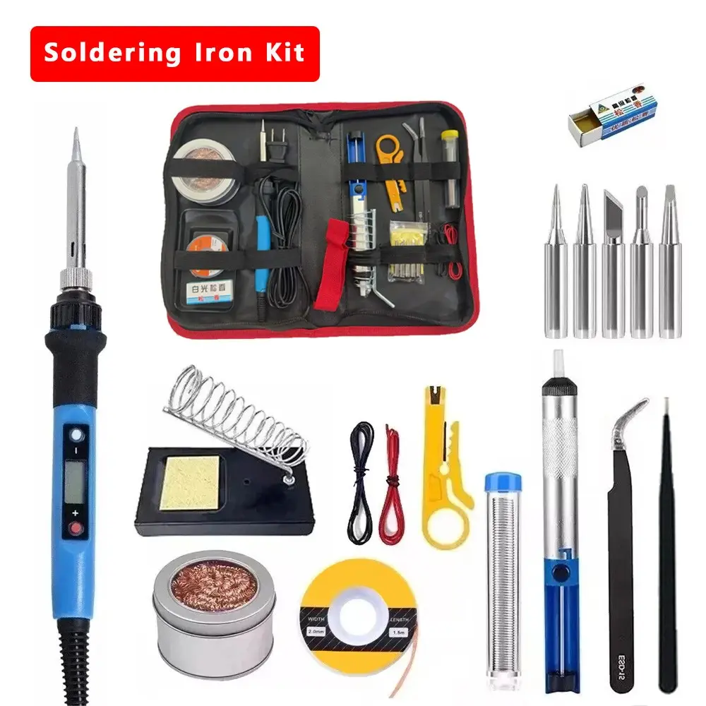 Soldering Iron Kit, 80W Soldering Iron with 5pc Interchangeable Tips, 16-in-1 Adjustable Temperature Solder Welding Tools, Fast Heating, Electronic Repair, 110V