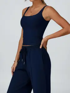 Women's solid color yoga vest, tight-fitting quick-drying sports top, outdoor running sports fitness clothing, Sporty Cami Top