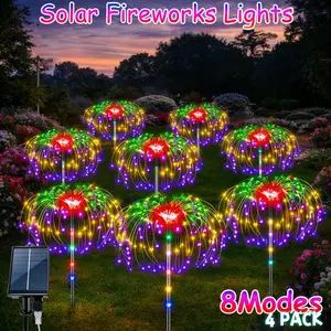 240LED Solar-Powered Fireworks Lights, Features 8 Flashing Patterns for Starburst String Lights, Rated IP65 for Lawn Use, Ideal for Gardens, Patios, Walkways, Terraces, Pool Areas, Garden Decorative Lighting, Solar Outdoor Lights