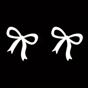 2PCS Elegant Bow Stickers for Car Rearview Mirrors - Vinyl mirror stickers with black and white bow designs, perfect for car exterior styling, car mirror stickers