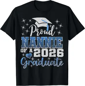 100%cotton Proud Nannie Of A Class Of 2026 Graduate 2026 Senior Nannie T-Shirt