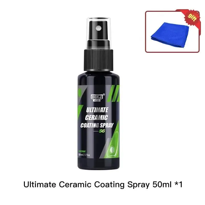 HGKJ S6 Ultimate Ceramic Coating Spray for Cars, 9H Nano Hydrophobic High Gloss Paint Protection, Scratch Proof Easy-to-Use Spray Bottle, Long-Lasting Car Care Detail That Applies Easily