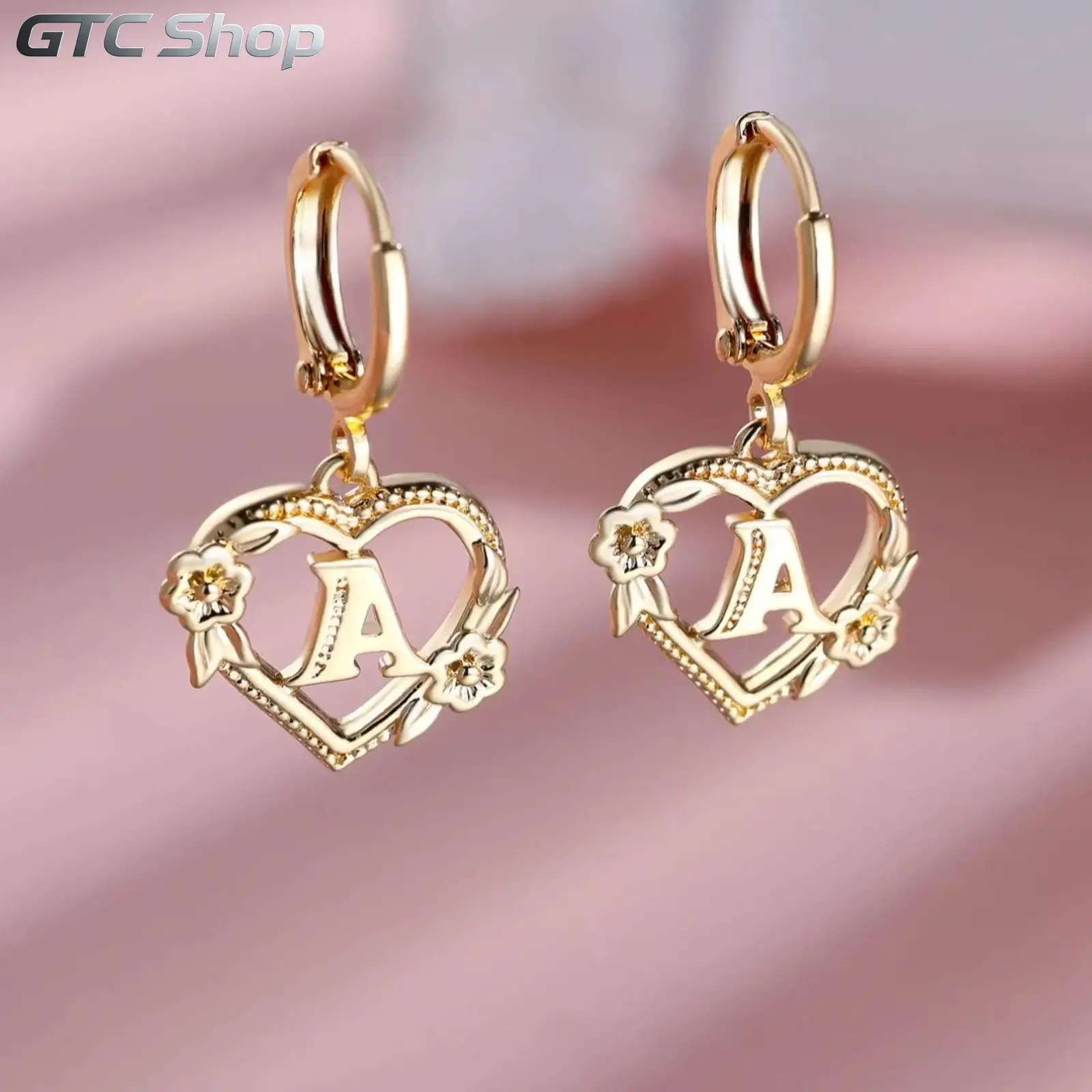 Trendy, Fashionable Party-Ready Drop Earrings with Heart-Letter Flower Design - Lightweight, Exquisite, Versatile Style Jewelry for Mom, Sweet Gift for Mother's Day/Birthday