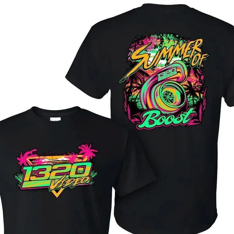 1320 Video Boost T-shirt Summer Racing Theme Neon Turbocharger Graphic Perfect for Car Enthusiasts Menswear Top Sport Tshirt Shortsleeve for Christmas Birthday Gift 100% Cotton Unisex Classic Fit