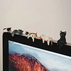 MUNBYN Mini Cat Desk Figurines - Set of 5 Resin Multi- Pose Kitty Ornaments, Cute Cartoon-Style Desk Companions for Workspace Decor, Perfect for Home Offices and Cubicles, a Playful and Charming Desktop Decoration Set