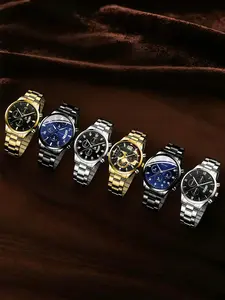 Men's Business Casual Fashion Quartz Watch Set, Analog Quartz Movement, Multiple Styles Combination, Perfect Gift for Daily Wear & Holidays Like Father's Day, Casual Wristwatch Set, Business Fashion Watches