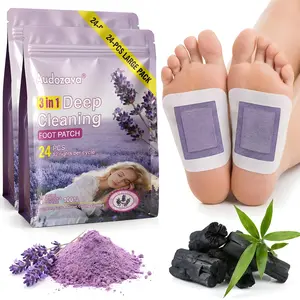 24pcs Natural Lavender Detox Foot Pads & Patches for Feet Bamboo Vinegar Ginger Deep Cleansing Support Better Sleep Stress Relief Body Refresh