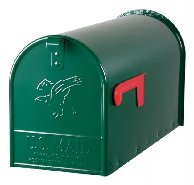 212 MAIN Large Green Rural-Size Mailbox with Embossed Eagle, Fully Assembled, Ready to Install, Easy Setup