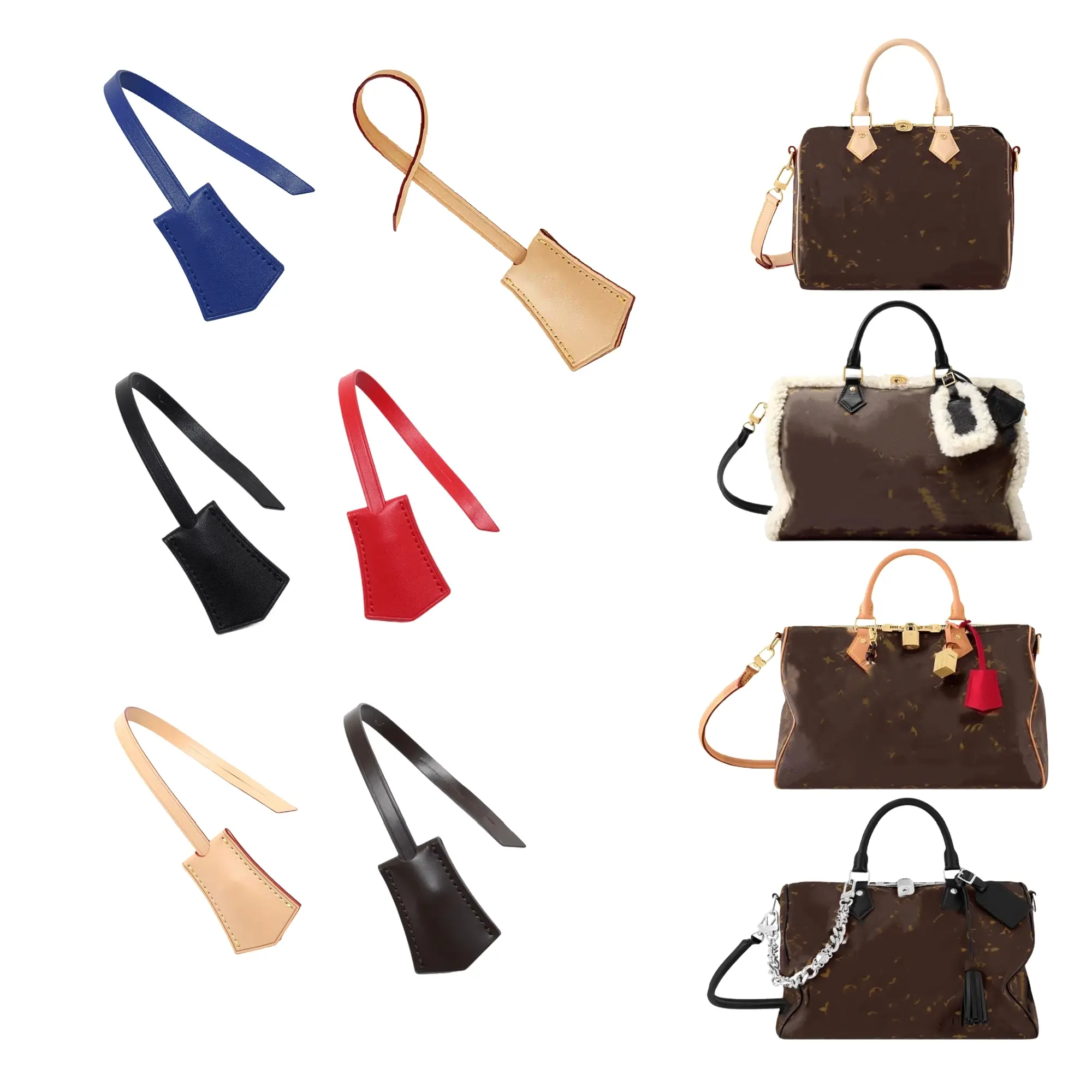 jiesinlov Microfibre Luxury Leather Luggage Tags - Compatible with Speedy 25, 30, 35 Handbags, Suitcases, Backpacks - Anti-Loss Luggage Accessory