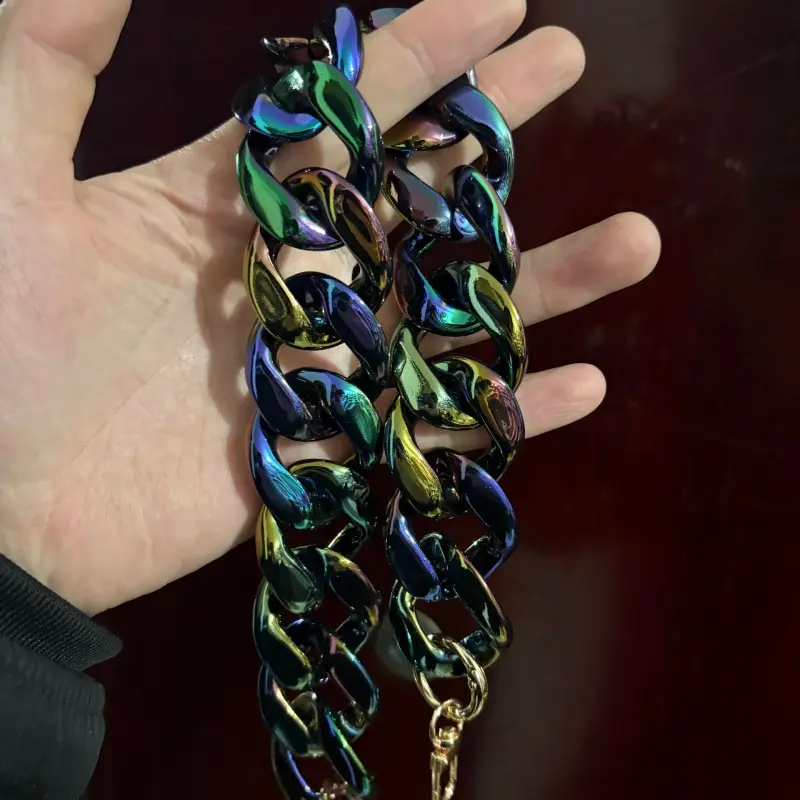 Multicolor Quick-Release Acrylic Luxe Chain-Strap, 45cm Chunky Link Handle Bag Accessory, Resin Purse Strap Replacement, Chain for Purse Charm, Chain-Strap Bag Chains