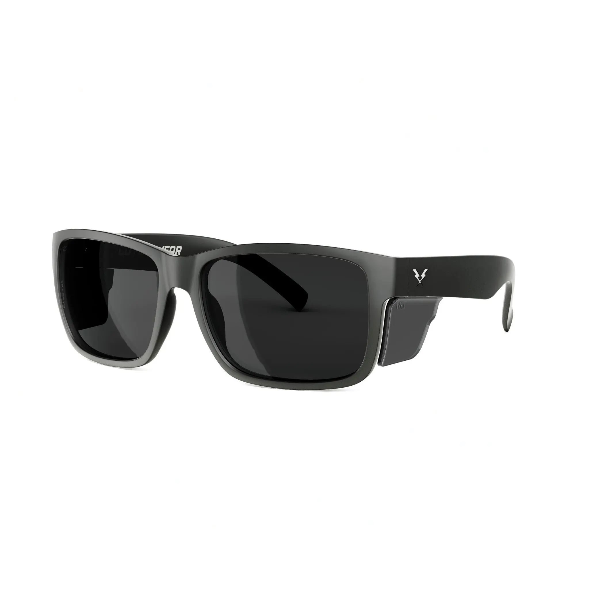Oiler Z87+ Matte Black Sunglasses with Push Button Removable Side Shields Impact Rated 99.9% U.V. Protection Polarized & Non Polarized Lenses Fit Medium to Large