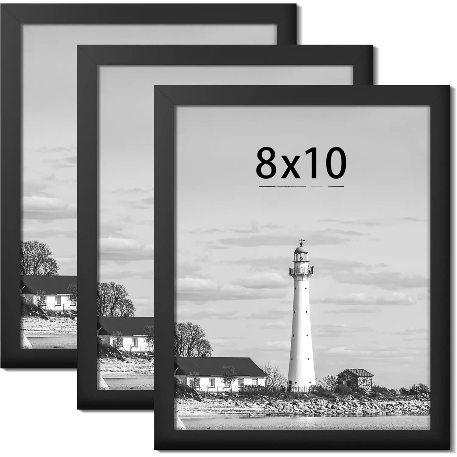 8x10 Picture Frame, 8 x 10 Photo Frame with High Definition Plexiglass,8"x10" Frame for Photos, Posters & Art Prints, Black Picture Frame for Wall or Tabletop Display (Black, Pack of 3)