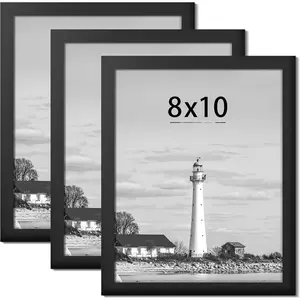 8x10 Picture Frame, 8 x 10 Photo Frame with High Definition Plexiglass,8"x10" Frame for Photos, Posters & Art Prints, Black Picture Frame for Wall or Tabletop Display (Black, Pack of 3)