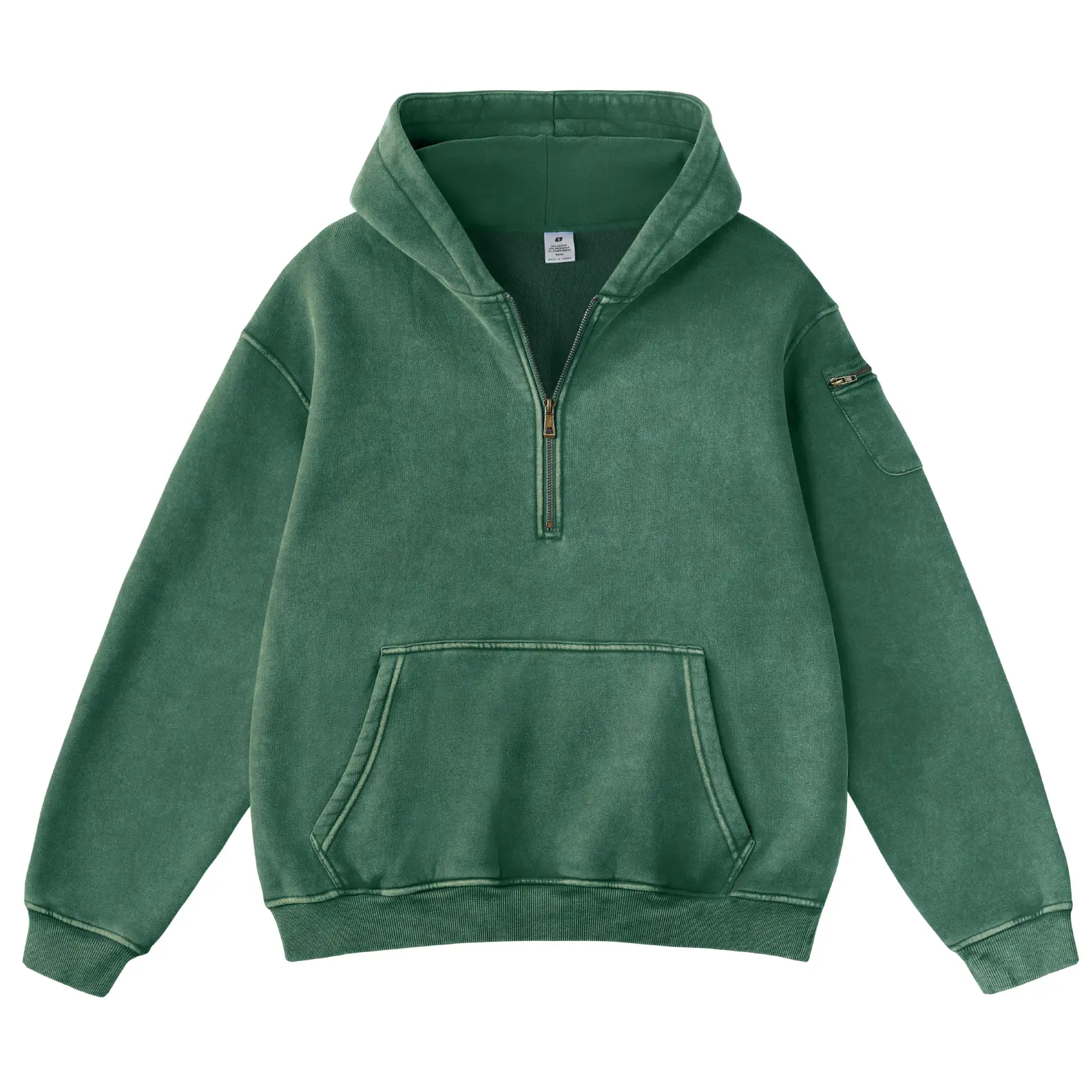 FAIABLE Oversized Hoodie for Women Vintage Acid Washed Heavyweight Fleece Half Zip Pullover with Kangaroo Pocket & Earbud Sleeve Pocket Casual Aesthetic Streetwear Style Essential Hoodies Comfort Hoodies Zip Hoodie