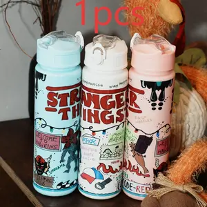 Vintage Horror Graffiti Printed Reusable Hard Plastic Water Bottle with Lid, 700ML Eco-Friendly Alternative, Portable, Perfect for School, Travel, Halloween Party