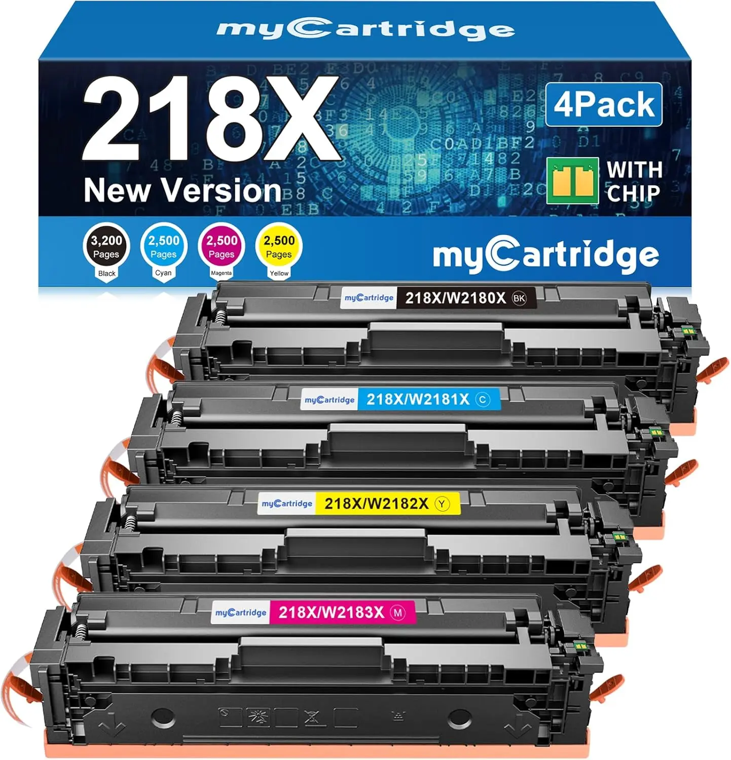 myCartridge Toner for HP 3301fdw, 218X Compatible Cartridges with Chips, High-Yield 4-Pack CMYK