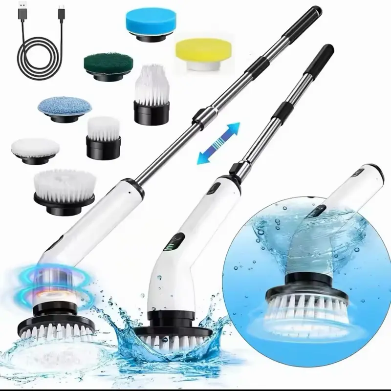 Cordless Electric Spin Scrubber Shower Floor Cleaning Tool with 8 Replaceable Brush Heads WJG-electric-scrubber