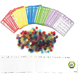 Bingo Cards Game Set - Includes 50 Bingo Cards,500 Colorful Transparent Bingo Chips and Deck of Calling Cards, Great for Adults Kids Family Game Nights, School Classroom Activity, Bingo Parties