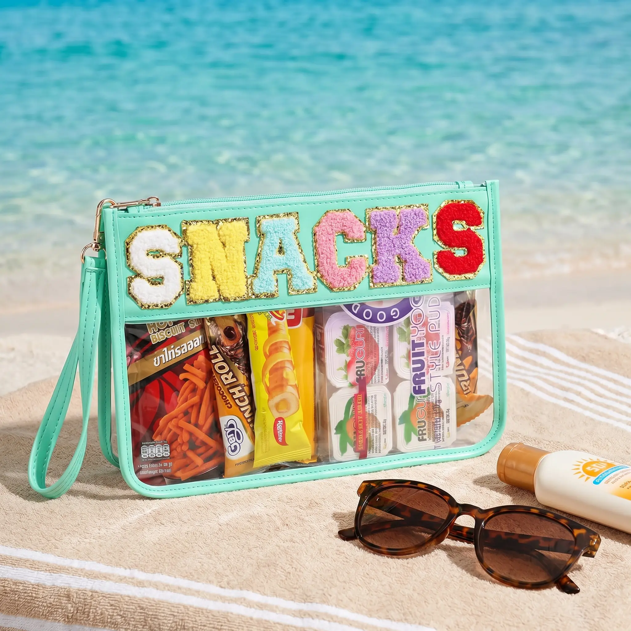 Fashionable Letter Pattern Snack Bag, 2026 New Style Cute Colorblock Makeup Bag, Travel Cosmetic Bags, Zipper Makeup Organizer Pouch, Beauty Storage Pouch, Portable Cosmetic Pouch, Makeup Containers, Versatile Storage Bag for Women & Girls-MM1