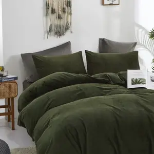 Army Green Velvet Full Size Comforter 3Pcs Dark Green Comforter Sets Fluffy Green Comforter Hunter Green Comforter Sets Full