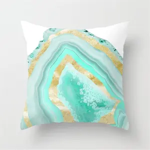 Peach Skin Mint Green Geometric Abstraction Pillowcase 45x45cm All Seasons Polyester Cushion Cover for Living Room Sofa Car Decor Mint Green Color