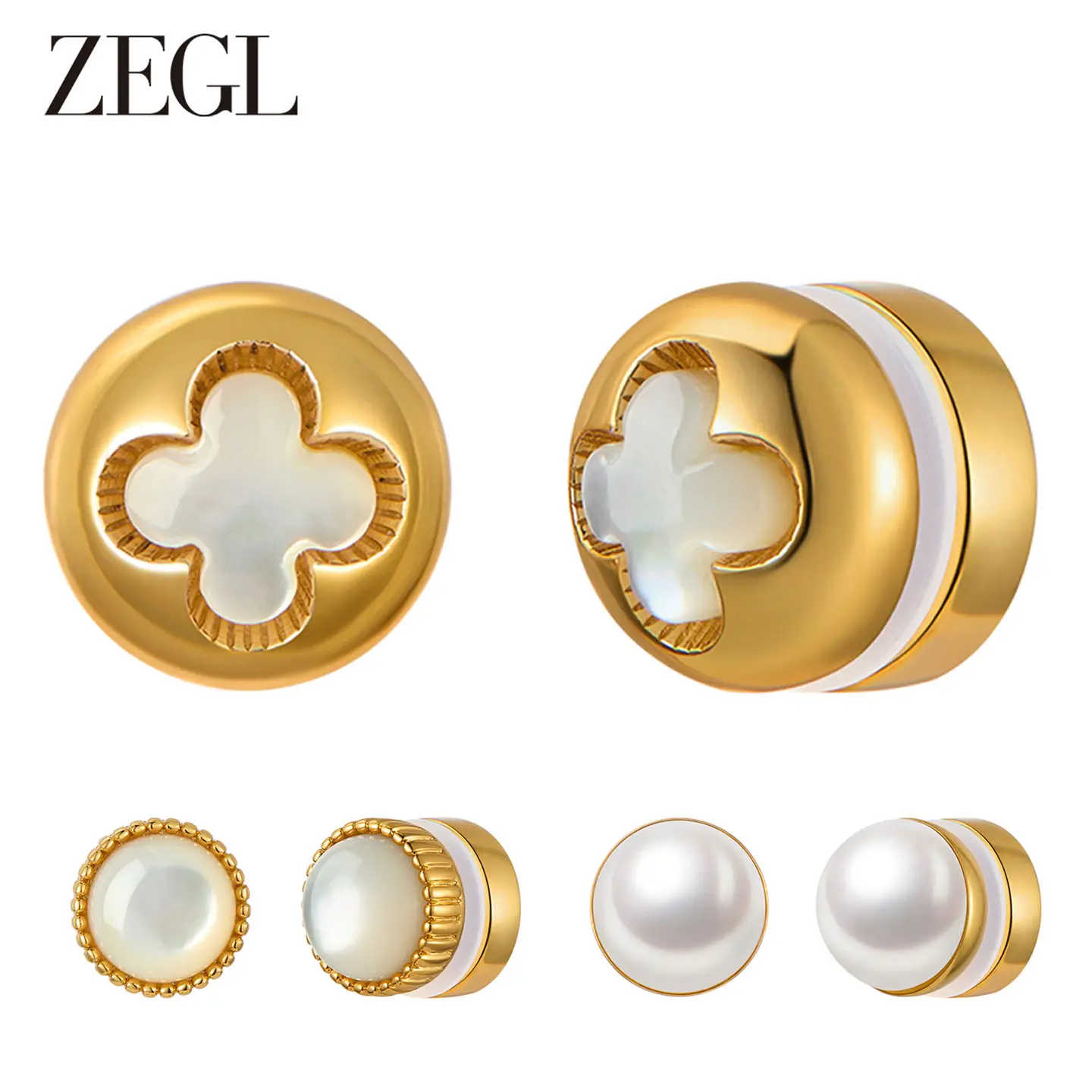 ZEGL Unisex Magnetic Stud Earrings—14K Gold-Plated, Non-Pierced (Simulated Piercing), 10MM. Adult jewelry, summer-inspired accessories, hypoallergenic. The perfect gift for women on Valentine’s Day, Mother’s Day, or Christmas.