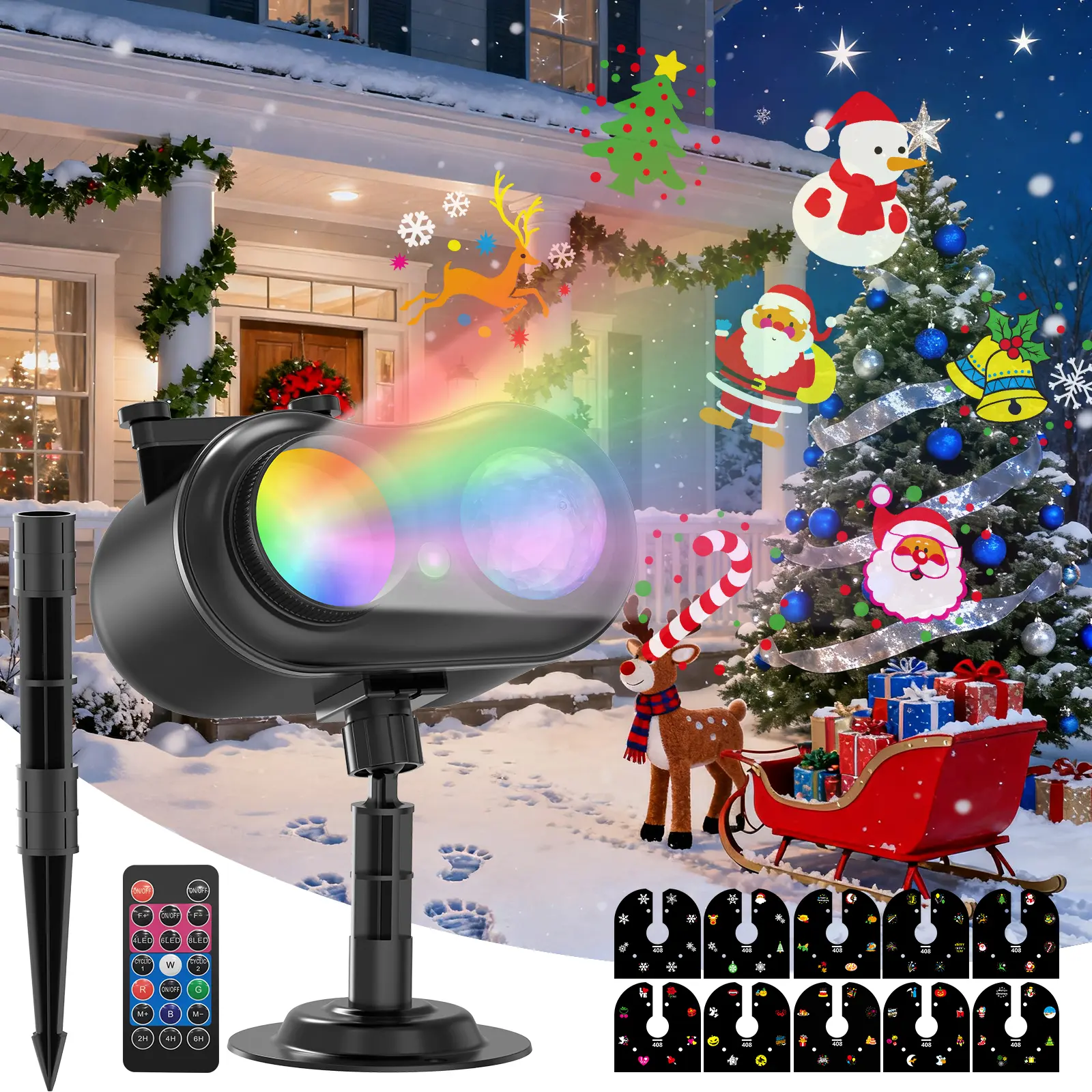 DEEPN 2026 Upgraded Holiday Projector Lights Brighter Halloween & Christmas Decorations 10 Themes 8 Patterns Display for Indoor Outdoor Home Light Show with Remote Control