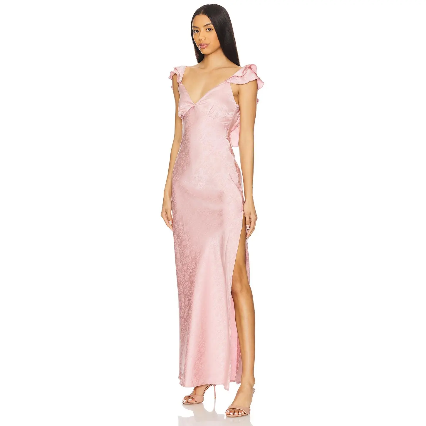 MORE TO COME Becky Ruffle Maxi Dress in Dusty Pink