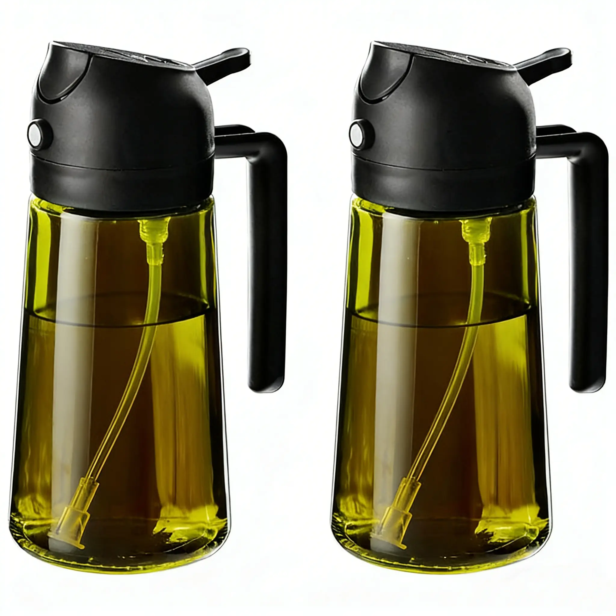 470ml Dual-Purpose Olive Oil Sprayer Bottle - Light-Proof Kitchen Oil Dispenser, Suitable for Cooking, Air Fryer Use (Black & Green)