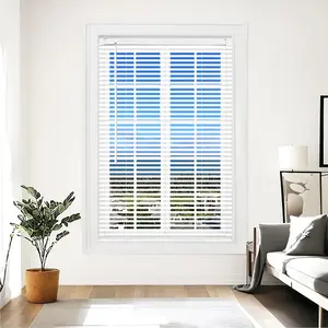 Cordless Vinyl Mini L Blinds 24" W x 36" H, 1" Slat White Horizontal Windows L Blind for Door, Shades, Camper, Light Filtering, Interiors, Arrive 1/2 Inch Narrower Indoor